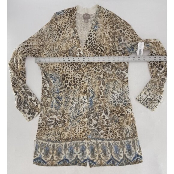 NWT Chico’s Women’s Open Front Floral Cheetah Cardigan Sz 1 Long Sleeve Boho - Picture 11 of 11